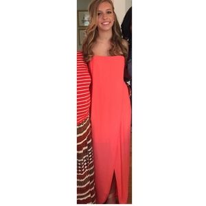 Coral Strapless Prom Dress BCBG